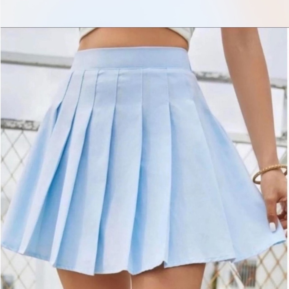 American Eagle Outfitters Light Blue Pleated Mini Skirt